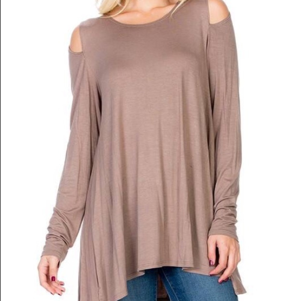 Mocha Open- Shoulder top